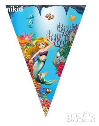 Русалка Парти Гирлянд Знаменца Флаг Банер, снимка 1
