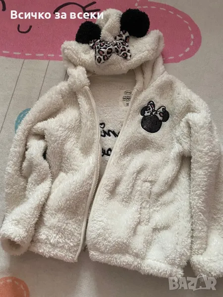 Пухено детско яке, суитчър Minnie mouse 128, снимка 1