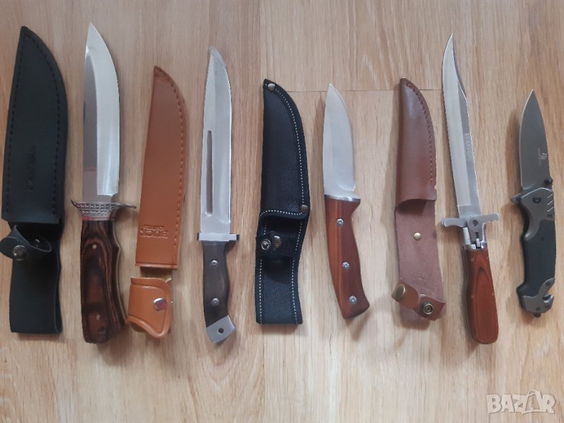 Качествени ловни ножове от неръждаема стомана с кания и дървена дръжка, снимка 1
