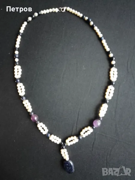 колие естествени перли сребърна катарама , снимка 1