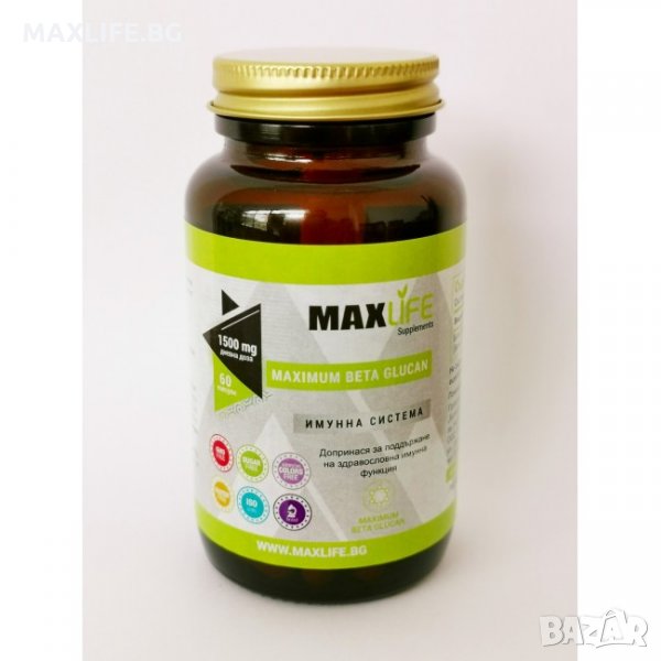 Хранителна добавка MAXIMUM BETA GLUCAN 1500 мг 60 капсули - MAXLIFE Supplements, снимка 1
