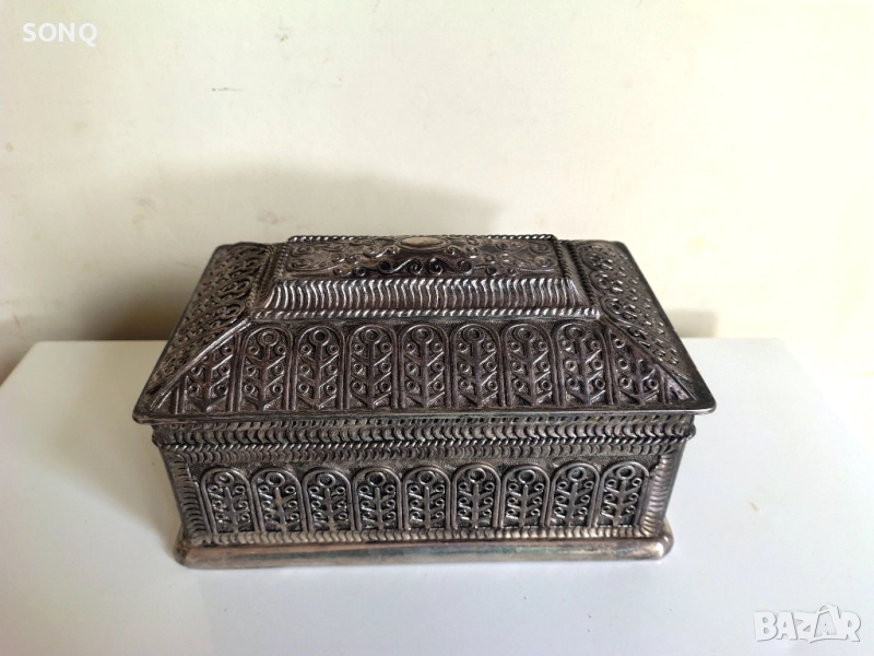 Страхотна Стара Посребрена Кутия За Бижута, снимка 1