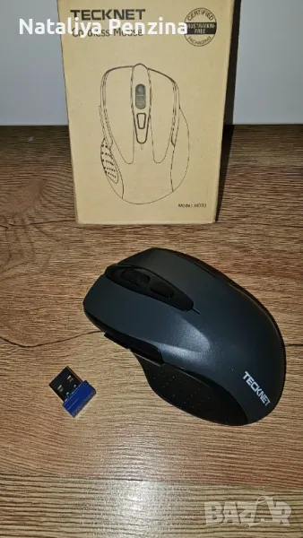 Безжична мишка TECKNET, 2.4G ергономична оптична мишка, компютърна мишка за лаптоп, компютър, компют, снимка 1