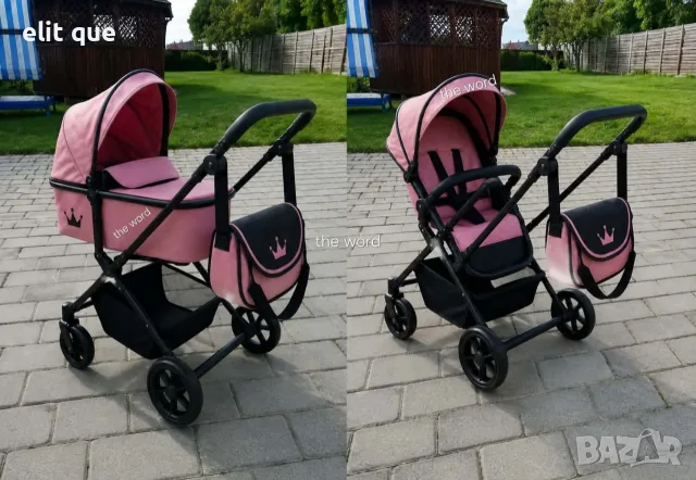 Количка за кукли 2 в 1 Принцеса в розово и черно, снимка 2 - Кукли - 55742695