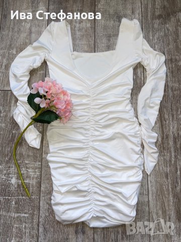 Нова къса парти кактейлна елегантна еластична бяла рокля , снимка 6 - Рокли - 39913478