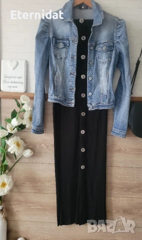 Черна дълга рокля ASOS рипс по тялото , снимка 4 - Рокли - 51251942