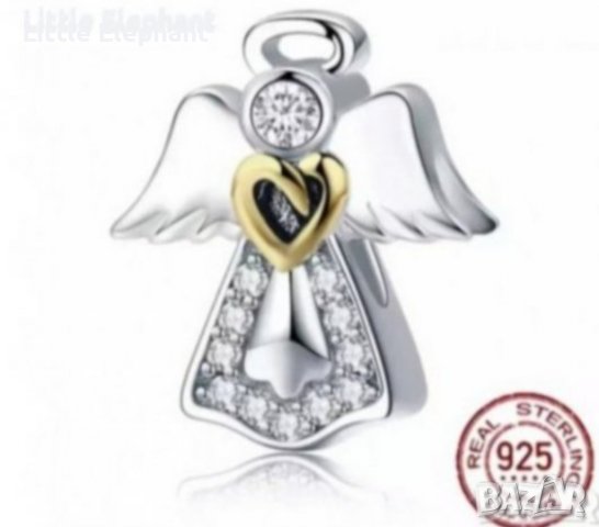 Сребърен елемент Пандора"Gardian angel with heart of gold"/нов, снимка 1 - Колиета, медальони, синджири - 39943403