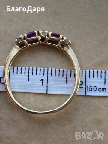 Златен пръстен със сапфири, снимка 2 - Пръстени - 44195618