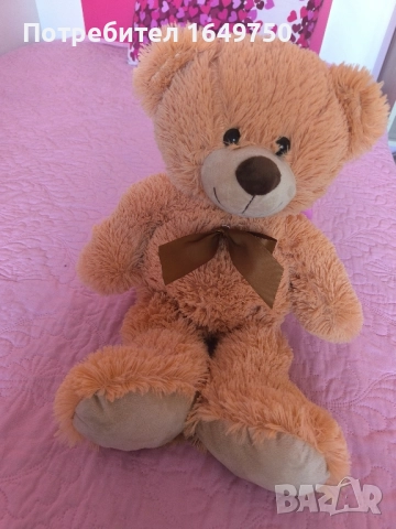 Плюшени играчки - мечок около 50 см и кученце в клетка, снимка 1