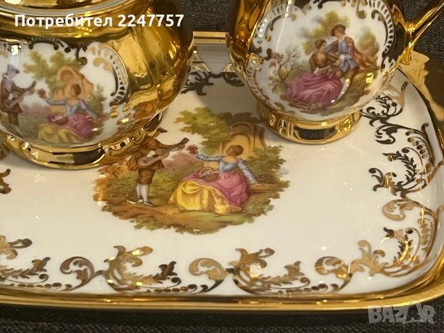 Бароков сервиз порцелан с 22 К злато, снимка 4 - Антикварни и старинни предмети - 52144597