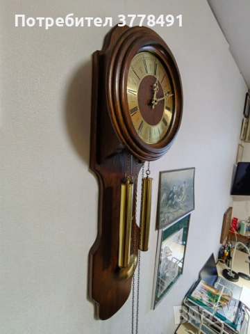 Красив античен часовник Hermle bim bam, снимка 3 - Стенни часовници - 53941945