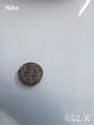 Сребърна монета 10 цента (Dime) 1891г. Seated Liberty, снимка 2 - Нумизматика и бонистика - 56257232