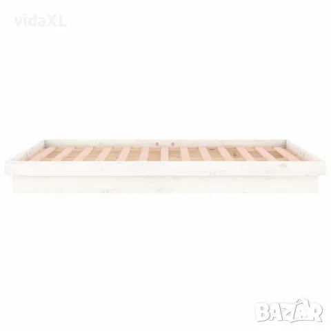 vidaXL LED рамка за легло бяла 140x190 см масивно дърво, снимка 8 - Спални и легла - 56147944