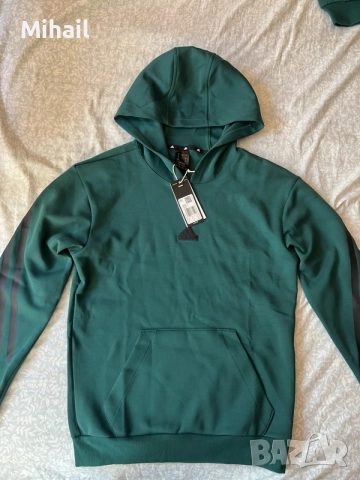 Мъжки суичър ADIDAS Feelcozy зелен с качулка – оригинален