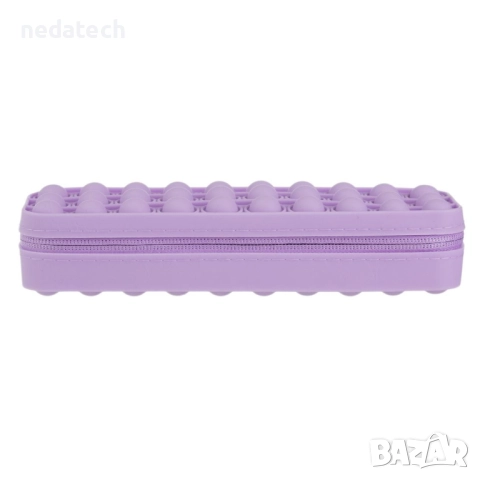 Силиконов ученически несесер Pop it, Лилав, 20.5x3.8x6см., снимка 2 - Ученически пособия, канцеларски материали - 51574405