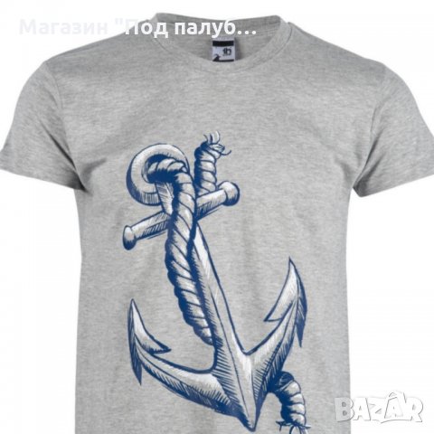 Нова детска сива тениска с трансферен печат Котва, Морска, снимка 3 - Детски тениски и потници - 30091672