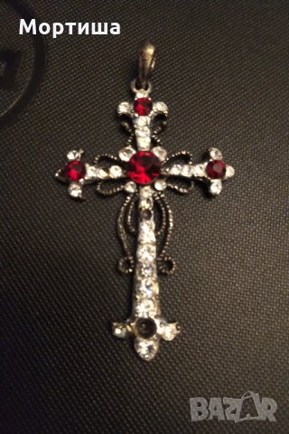 Стар италиански сребърен кръст с рубини  РАЗПРОДАЖБА
