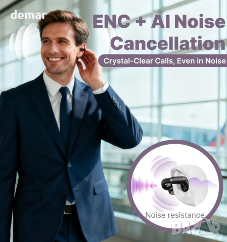 Hmusic TWS слушалки с отворени уши, 5.4 грама щипки за закачане, ENC шумопотискане, снимка 6 - Bluetooth слушалки - 52736487