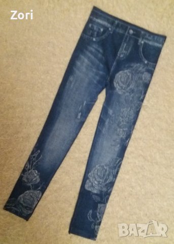 УНИКАЛЕН клин, имитиращ дънки, с принт рози, снимка 1