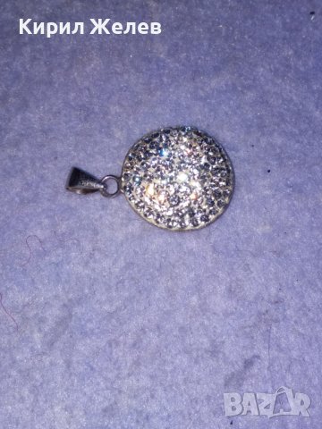 ИЗИСКАН СРЕБЪРЕН МЕДАЛЬОН СРЕБРО 925 с БЯЛ ЕМАЙЛ и КРИСТАЛЧЕТА 36407, снимка 7 - Колиета, медальони, синджири - 39547791