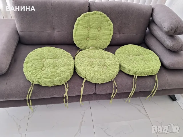 КРЪГЛА РАИРАНА ВЪЗГЛАВНИЦА ЗА СТОЛ  Ф40см., снимка 3 - Възглавници - 49360035