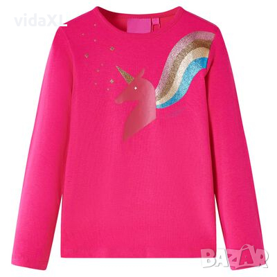 Детска тениска с дълъг ръкав, яркорозова, 140(SKU:14298, снимка 1 - Детски тениски и потници - 44815957