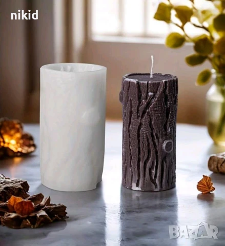 3D дърво високо пънче дървесина силиконов молд форма смола шоколад смола гипс свещ декор, снимка 4 - Форми - 51268582