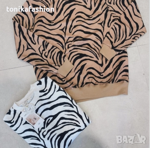 Памучен суитшърт в тигров принт , снимка 3 - Суичъри - 52291060
