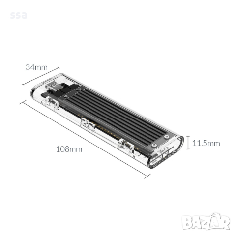 Orico външна кутия за диск Storage - Case - M.2 SATA B-key 5 Gbps Black - TCM2F-C3-BK, снимка 5 - Външни хард дискове - 44783243