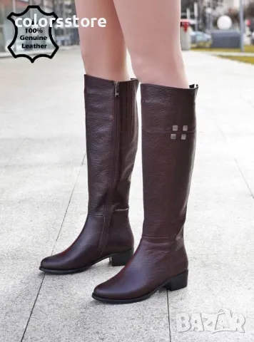 Равни ботуши - бордо ЕСТЕСТВЕНА кожа - 17134Z-3-2F