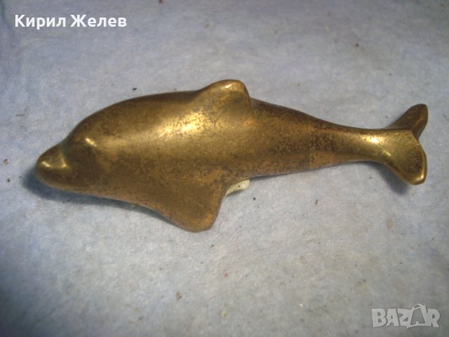 СИМПАТИЧНА СТАРА БРОНЗОВА ФИГУРКА ДЕЛФИН с ПОЗЛАТА МАЙСТОРСКА ХУДОЖЕСТВЕНА ИЗРАБОТКА 25432, снимка 8 - Колекции - 38108248