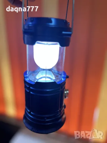 ЧИСТО НОВА Соларна LED Къмпинг Лампа и Фенер 3в1 (Модел SH-5800T) – Синя