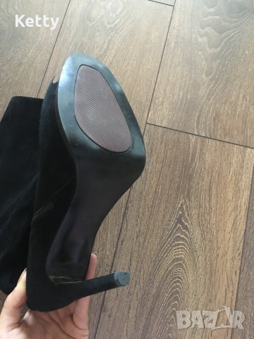 Дамски велурени ботуши висок ток, снимка 2 - Дамски ботуши - 31275442