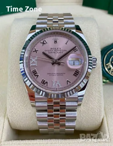 Rolex Datejust 36mm Two-Tone Yellow Gold Green Dial Diamond Automatic Дамски Различни Варианти, снимка 16 - Дамски - 48183096