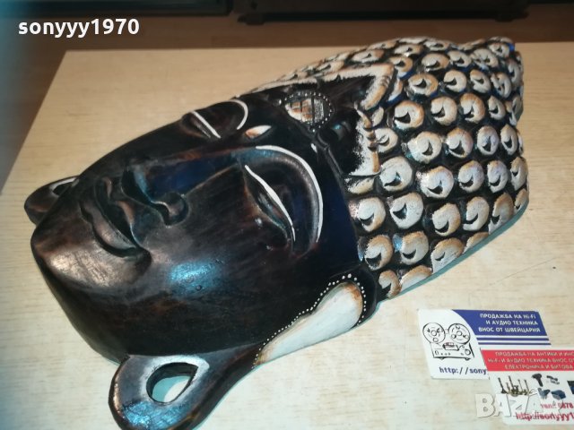 ГОЛЯМА маска стенна от дърво Буда декорирана 0311202206, снимка 7 - Колекции - 30664495