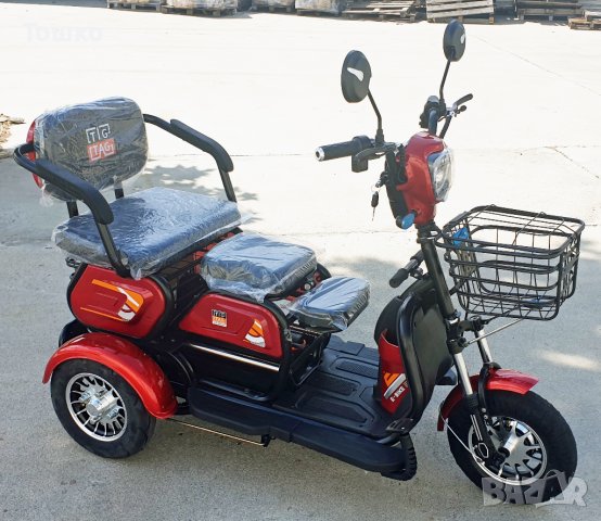 Електрическа триколка М19 с три седалки за възрастни червен цвят, снимка 6 - Мотоциклети и мототехника - 38326087