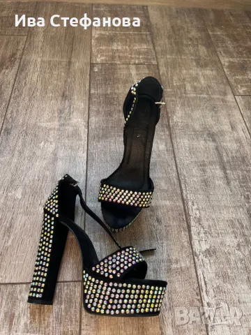 Нови секси елегантни парти коктейлни официални сандали камъни цирконий блестящи , снимка 3 - Сандали - 47364935