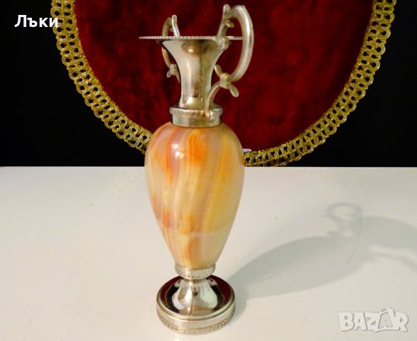 Посребрена ваза,амфора,оникс. , снимка 5 - Вази - 37274869