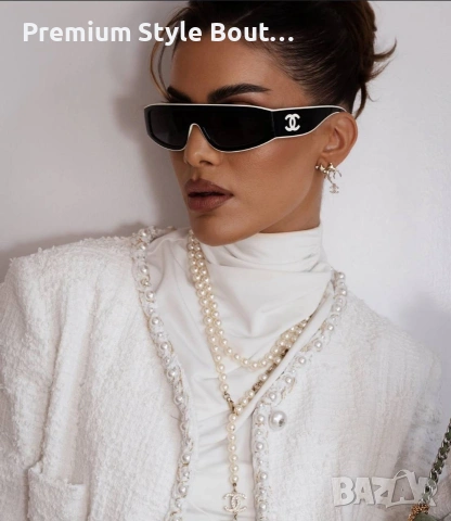 Слънчеви очила Chanel с черен обикновен калъф, кутия и ув защита 