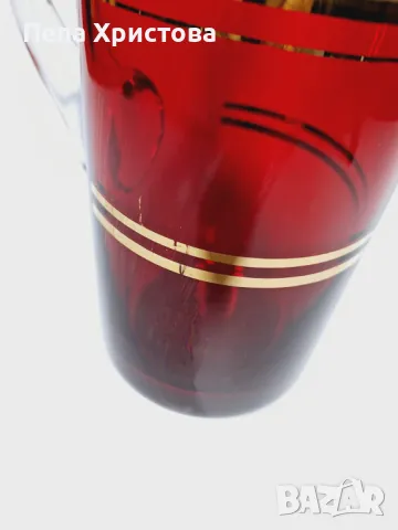 Сервиз за вода  от чешки рубинен кристал, снимка 3 - Чаши - 49694513