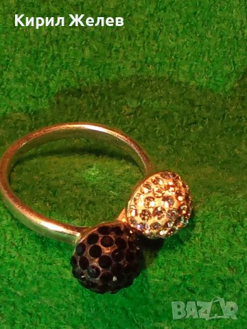 НЕЖЕН СРЕБЪРЕН ПРЪСТЕН ТОПЧЕТА СРЕБРО 925 с БЯЛ и ЧЕРЕН ЕМАЙЛ и КРИСТАЛЧЕТА 36398, снимка 2 - Пръстени - 39547641