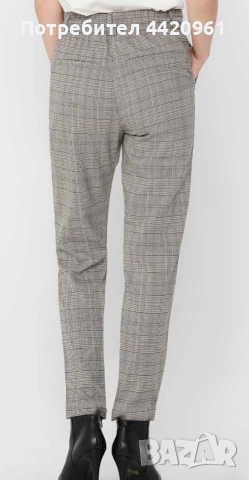 Дамски кариран панталон от марката Only,права кройка с еластична талия, снимка 2 - Рокли - 53346062