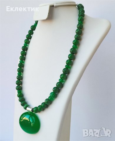 Колие чокър от естествен нефрит, снимка 4 - Колиета, медальони, синджири - 39367845