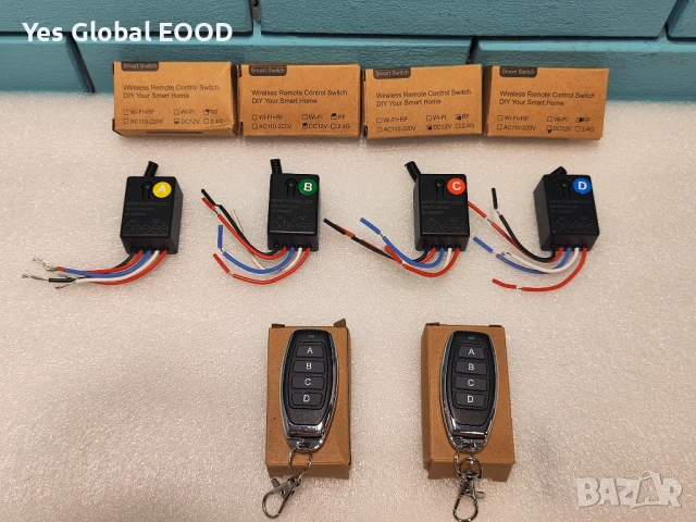 433MHz безжичен дистанционен ключ 12V с 4 предавателя и 100м обхват, снимка 1