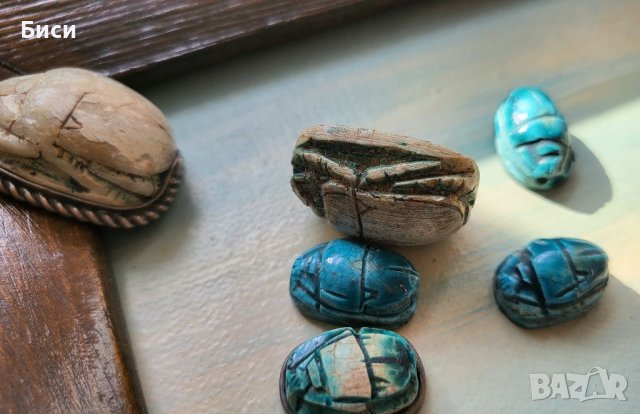 Скарабеи,египетски ,старинен,автентичен,тюркоаз, снимка 4 - Антикварни и старинни предмети - 37550550