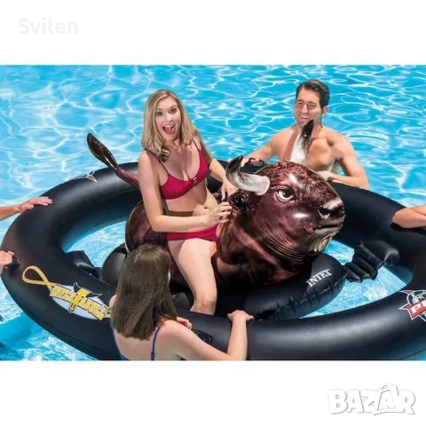 Надуваем дюшек - Inflatabull, 239 x 196 x 81 см, снимка 2 - Надуваеми легла - 51854488