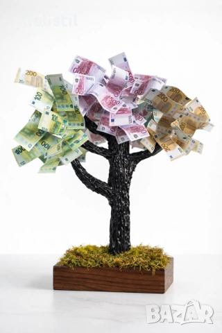 🌳 Парично дърво – оригинален ръчно изработен подарък . Дърво с евро, снимка 3 - Други - 45535309