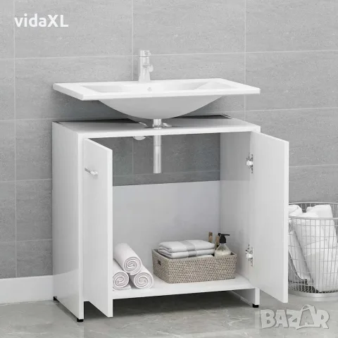 vidaXL Шкаф за баня, бял, 60x33x61 см, инженерно дърво, снимка 3 - Шкафове - 56147721
