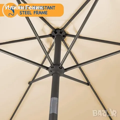 Градински чадър 2,7м, снимка 3 - Градински мебели, декорация  - 49868708