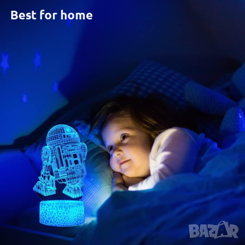 3D Star Wars лампа с 3 плаки, снимка 5 - Детски нощни лампи - 44621749